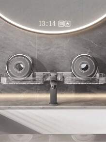 无孔水龙头架,透明壁挂式水龙头架,适用于浴室/厨房,可重复使用的洗漱用品和化妆品收纳架,非常适合放在镜子/水槽/淋浴下方,是送给租房者/妈妈/组织者的绝佳礼物,非常适合乔迁和母亲节,重型防水架 - 彩色 - 查看 10