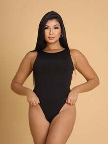 Bori Women's Bodysuit Kit Bory Tank Top Leotard Versatile Casual Closed Back Second Skin Fashionista Basic Work Church Office Gift Party Birthday Various Colors - 黑白灰 - 查看 2