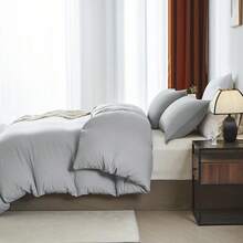 2PCS/3PCS Minimalist Style Duvet Cover Set(1 Duvet Cover+ 1/2 Pillowshams), No A Comforter,No Quilt, No Filling, Machine Washable Durable Summer Bedding Set, Lightweight Set, Breathable, All-Season, Wonderful Room Decor, Holiday Gift - Grey - View 7