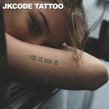 JKCODE TATTOO 防水设计半永久纹身,素描手,航海图案指南针 - 罗马数字 - 自我临时纹身,复古风格草本男女纹身贴纸 - 信仰图腾 - 手指、手臂和颈部临时纹身 - 藏蓝色 - 查看 5