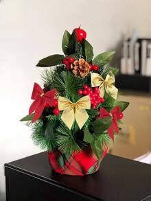 36件圣诞装饰品，圣诞树丝带蝴蝶结，迷你金红银圣诞蝴蝶结，经典圣诞蝴蝶结 - 涤纶混纺材质，适用于圣诞树和花环装饰，无需电源，圣诞节假日装饰风格