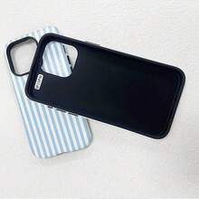 1 Unique 360 ° White And Blue Striped Pattern Printed Phone Case - Cute And Minimalist 2-In-1 Design, Drop-Resistant And Shock-Proof Full Coverage, Compatible With IPhone 16 Pro Max/16 Pro/16 Plus/16/15/14/13/12/11. Stylish And Cute - Ideal For Holiday Gifts - 藍白條紋 - 查看 7