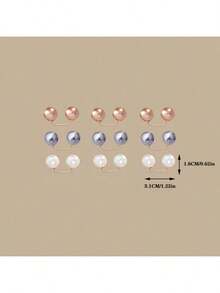 3 色 9 件套装仿珍珠 T 恤领带夹套装缠绕固定器腰扣纽扣服装装饰，领口调节防滑时尚配饰，适合造型穿着、节日装扮 - 彩色 - 查看 13