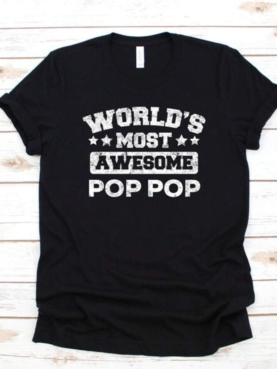 Most Awesome Pop Pop Shirt, Funny Dad Grandpa Fathers Day T-Shirt, Dads Tank Top, Hoodie, Sweatshirt - Black - View 1