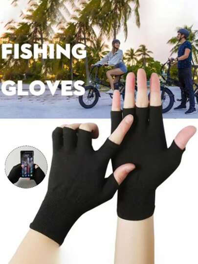 1/3 pares de guantes protectores sin dedos para ciclismo al aire libre, guantes de trabajo para conservar el calor y la protección laboral, guantes de nailon elásticos para hombres y mujeres con pantalla táctil de seda de hielo para deportes y ciclismo