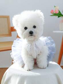 1 件宠物服装，狗/猫服装，时尚快乐的小型犬服装，休闲可爱，浪漫婚纱系列公主薄纱连衣裙 - 彩色 - 查看 4