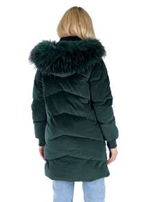 Women's Puffer Jacket Quilted Lightweight Padding Hood Packable Bubble Coat - Green - View 3