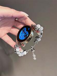 18mm/20mm/22mm Asymmetric Metal Watch Band - Fashionable Replacement Strap, Compatible With Samsung Galaxy Watch 6/5/4 (40mm/44mm), Galaxy Watch 5 Pro, Galaxy Active 2, Watch 6/4, GT4/GT3/GT2 Pro - Butterfly Buckle, Comfortable, Unisex Design - Silver - View 2
