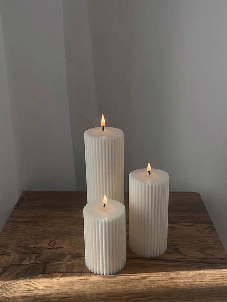 Khuôn nến nhựa hình trụ sọc 5-20cm Khuôn nến thơm thủ công Khuôn sáp làm nến thơm DIY Khuôn thủ công hình trụ tròn sọc Trang trí nhà cửa - Trong sáng - Xem 1