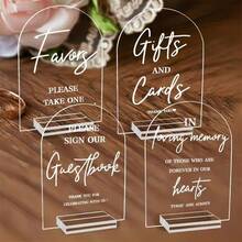 Acrylic Wedding Signs For Ceremony And Reception, 5x7 Inch Wedding Signage, Guest Book Sign, Cards And Gifts Sign, Please Take One Sign, In Loving Memory Sign, Wedding Reception Decor - Multicolor - View 6