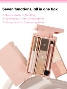 JUDYDOLL Mini Makeup Palette, Compact Eyeshadow Palette, Makeup Combo Palette, Eyelash, Travel & Commute Daily Makeup, Matte Highlighter Eyebrow Powder Contour