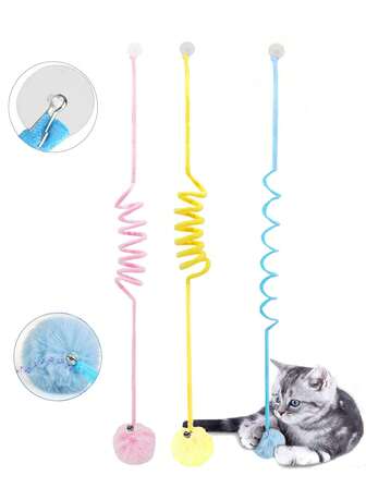Cat Toys, Cat Spring Ball Retractable Spring Toys, Colorful Spring Tubes, Interactive Rolling Ball Colorful Lively Coils, Spring Action Toys For Caged Mice, Cat Pet Supplies Indoor, Sturdy And Long-Lasting, Encourages Cats To Exercise, Random Color