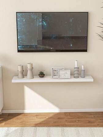 1pc Wall Mounted Floating Shelf, No Drilling Required, Wall Decor Rack For Living Room, Bedroom, Dorm, Holds Plants, Figurines, Knick-Knacks, Bathroom, Modern Wood Display Shelves For Bedroom, Living Room, Kitchen