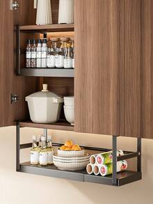 Zazumi 1 Giá để đồ bằng kim loại có thể điều chỉnh, Có nhiều kích cỡ lớn và nhỏ, Giá để đồ nhà bếp có thể mở rộng để đựng lọ gia vị và gia vị, Giá treo tủ dưới có thiết kế ngăn chia nhiều lớp, Bộ sắp xếp nhà bếp, Phụ kiện nhà bếp, Giá để gia vị - Nhiều màu - Xem 3