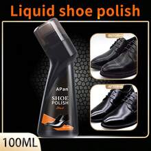 100ml Black Liquid Shoe Polish, Instant Shoe Shine, With Sponge Applicator, Suitable For Dress Shoes, Boots, Jackets