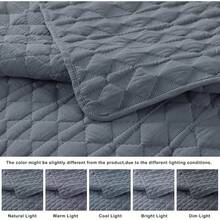 Blue Quilt King Size Bedding Sets With 2 Pillow Shams, Lightweight Soft Bedspread Coverlet, Quilted Blanket Thin Comforter Bed Cover All Season, 3 Pieces, 104x90 Inches, All - Season Bedding - 霧霾藍 - 查看 4