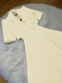 两件套：优雅法式复古硬币印花吊带裙+短袖外套，春季修身两件套 - 黃色 - 查看 2