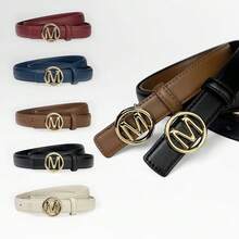 Unisex Vintage Belt With Smooth Letter Metal Buckle, PU Leather, Fashionable Design, Suitable For Jeans, Suits, Dresses - Ideal For Dates, Holidays, Parties, Casual Outings. Multiple Colors Available, Great Gift For Friends And Family For Christmas, Halloween, Oktoberfest And More