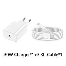 Kit de carga rápida de 30W UE: Cargador de pared USB C + Cable USB C a Lightning de 3.3 pies/100 cm para transferencia de datos rápida, compatible con iPhone 14/13/12/11/XR/XS/XS Max