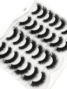 HBZGTLAD 5 种款式，14 对卷曲、浓密、纤长仿貂皮睫毛，交叉、自然蓬松睫毛，DD 卷曲，自然长度，手工制作 3D 睫毛，化妆假睫毛，可重复使用的练习睫毛 - 黑色 - 查看 3