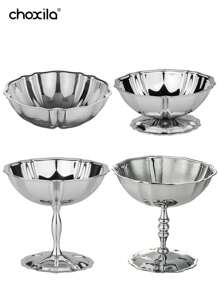 choxila 1PC Stainless Steel Dessert Cup, Dessert Bowl, Candlestick, Serving Tray, Cute Plates, For Home, Hotel, Restaurants, Parties Or Other Social Gathering, Ramadan, Eid Al-Adha - Lotus Bowl - View 10