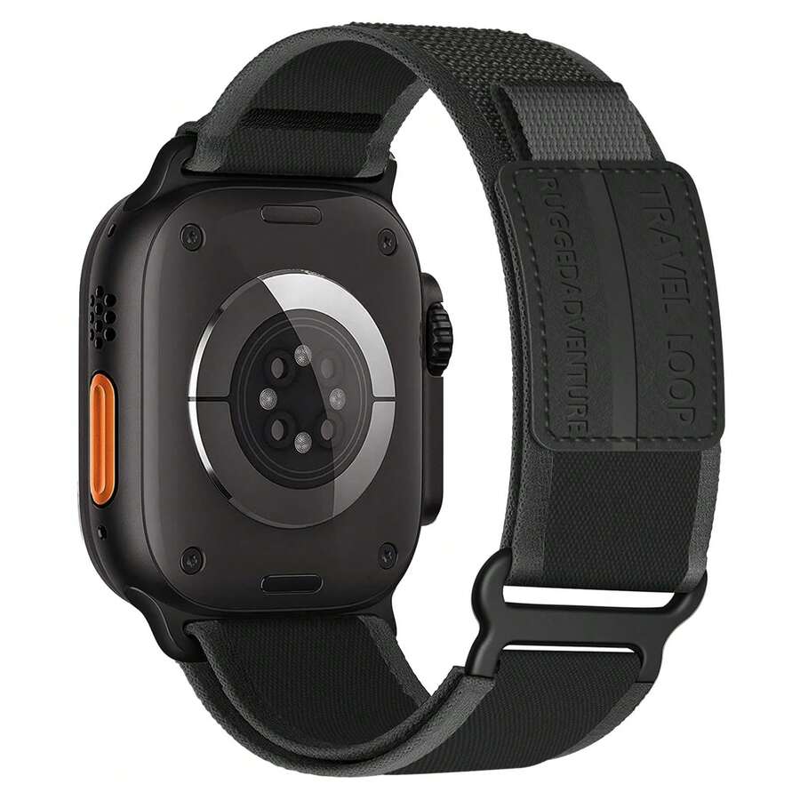 Trail Loop 尼龙表带，兼容 表带 49mm 46mm 45mm 44mm 42mm 41mm 40mm 38mm 男女款，坚固耐用的编织弹性运动表带，兼容 Ultra 系列 11/10/9/8/7/6/SE/5/4/3/2/1/SE - 黑(黑彩) - 查看 1