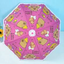 Automatic Lightweight Children's Umbrella With Whistle And Capybara Design - Màu Hồng Tươi - Xem 2