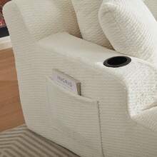 LUCKHAO 49" Chaise Lounge Indoor, Oversized Chaise Lounge Chair With 3 Comfy Pillows For Living Room Bedroom, Wide Arms Corduroy Fabric High-Density Foam No Assembly Required - 米色 - 查看 4