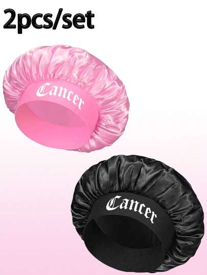 Gorro de dormir negro para mujeres y hombres, gorro impreso con 12 constelaciones personalizado, gorro de satén de ala ancha y elástico para cabello rizado y liso.