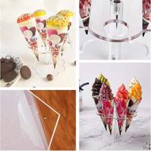 亚克力冰淇淋蛋筒展示架、华夫蛋筒架、纸杯蛋糕架，适用于生日派对、婚礼、自助餐、餐饮用品 - 無色 - 查看 10