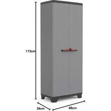 Armadio Alto Stilo, 3 Ripiani Regolabili, Grigio Scuro, 68x39x173 H Cm