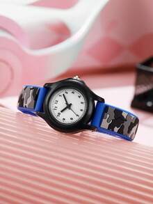 1 pieza Reloj de cuarzo con diseño de moda minimalista y lindo camuflaje, adecuado para adolescentes y estudiantes, excelente para regalos de Halloween, cumpleaños y Acción de Gracias