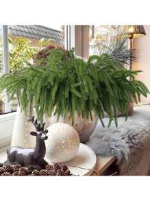 1 pieza Rama artificial de pino con 7 ramas, piñas, accesorios de plástico, decoración navideña, plantas falsas para decoración de habitación, decoración de otoño, flores y plantas falsas, materiales DIY para centros de mesa, accesorios para árbol de Navidad, decoración del hogar, suministros para fiestas navideñas