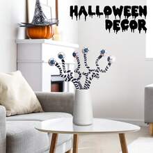 6 Pcs 15 Inch Halloween Eyeballs Sandworm Decoration Halloween Artificial Floral Picks Realistic Scary Branch Picks Home Party Eyeball Trick Or Treat Supplies(Black And White) - Green - View 2