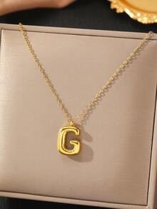 1 件不锈钢 26 字母吊坠项链，时尚优雅，送给她的绝妙礼物