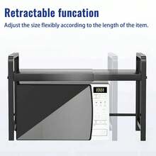 2 Tier Extendable Microwave Oven Rack Heavy Duty Kitchen Stand Storage Shelf UK - Default - View 7