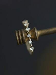 BALMORA 1 件时尚简约高端 S925 纯银精美锆石戒指女士女友礼物 - 金色 - 查看 8