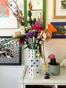 1个手工骰子花瓶 - 独特装饰，适合插干花、玫瑰、芦苇 - 精美设计，适合任何现代空间 - 礼品，令人愉悦，适合作为圣诞礼物、圣诞装饰品、家居装饰品、卧室装饰玻璃花瓶 - 彩色 - 查看 6