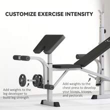 HOMCOM Adjustable Weight Bench With Squat Rack, Heavy Duty Bench Press Rack With Preacher Curl Pad, Leg Developer, Barbell Rack, Butterfly, Home Gym Strength Training Multiuse Workout Bench, Grey - Grey - View 5