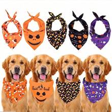 Halloween Pet Bandana, Candy Pumpkin Triangle Scarf, Suitable For Small Dogs And Cats, Applicable For Halloween, Day Of The Dead Holiday Party Decoration