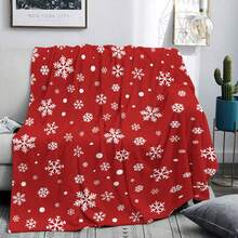 1 pieza Manta con tema de copos de nieve navideños, cálida, suave, ligera, manta de franela lavable a máquina, adecuada para sofá, cama, viaje, camping, sala de estar, oficina, sofá, silla y cama, ¡para uso durante todo el año!