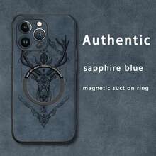 Diseño de ciervo. Funda magnética para teléfono con textura de piel sintética de oveja. Compatible con los modelos 12 al 16 Plus, Pro y Pro. Elegante y de alta calidad. Una excelente opción. - Colores mixtos 3 - Ver 1