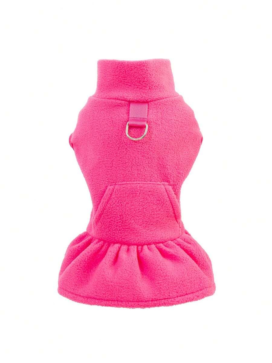 Solid Color Minimalist Dog & Cat Pet Dress, Autumn/Winter, Anti-Shedding, Suitable For Indoor & Outdoor Use