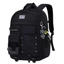 Mochila ligera con gran capacidad para estudiantes de secundaria, hombres y mujeres, con almacenamiento multicapa multifuncional y una mochila deportiva y de ocio para el campus (Gris/Negro/Blanco)