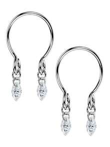 2 件装非穿孔夹式乳环，可调节悬垂式 CZ 乳房饰品，适合女士不锈钢仿穿孔饰品 - 乳環夾 - 查看 15