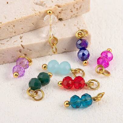 5pcs Fashionable Stainless Steel Beaded Pendants, Multi-Color, Suitable For DIY Jewelry Making, Necklaces, Earrings