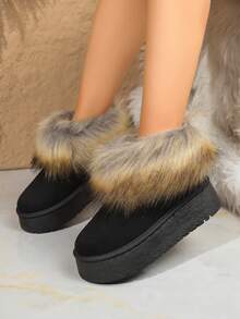 Botas de nieve para mujer, nueva moda de invierno con suela gruesa y tobilleras, forro de felpa cálido, suela antideslizante y duradera