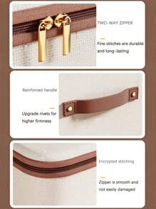 1pc Beige Linen Fabric Zipper Storage Box With Lid - Foldable, Washable, Suitable For Wardrobe Storage Box, Clothes, Underwear, Socks, Lingerie, Suitable For School Supplies, School Decorations Household Use