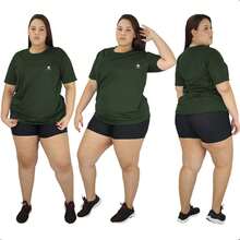 Women's Plus Size Gym Dry Fit T-Shirt - 墨綠色 - 查看 1