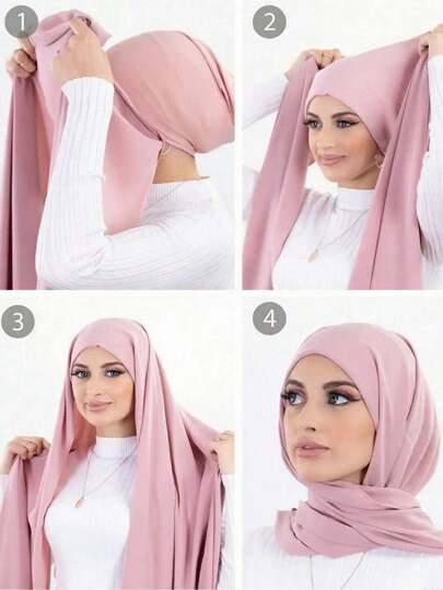 1条女士经典休闲雪纺围巾，纯色舒适透气莫代尔面料，可作围脖、头巾、多功能头巾使用，适合日常佩戴。